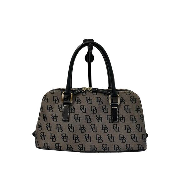 Dooney and Bourke Signature Monogram Over Shoulder Handbag Black And Grey Buckle - Picture 5 of 13